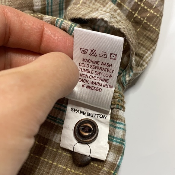 Ecoths Brown Short Sleeve Button Up Shirt Organic Cotton Size Medium - Picture 5 of 5